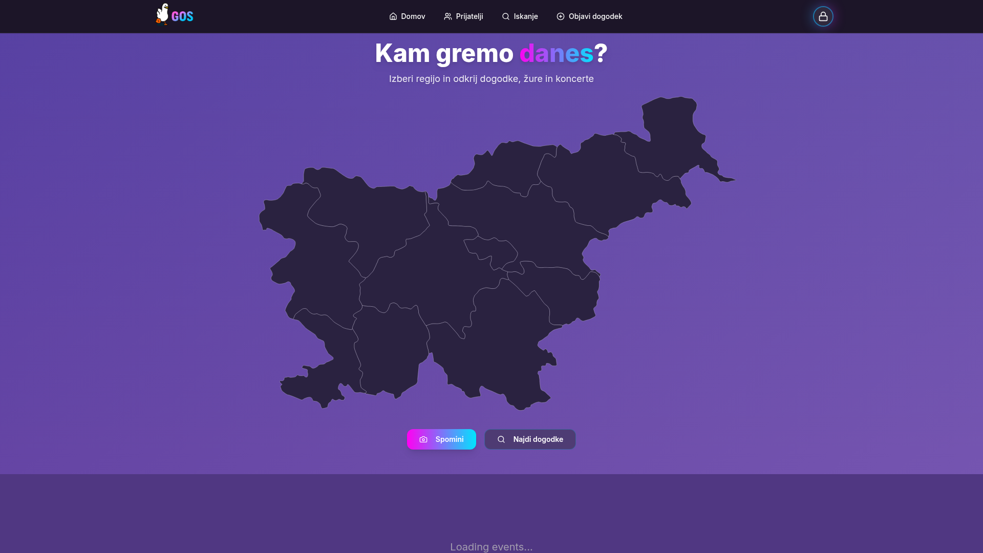 Predogled spletne strani GOS — Kam gremo danes?